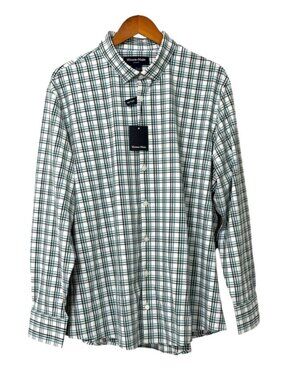 Mizzen+Main NWT Men's Leeward No Tuck LS Dress Shirt White Noah Plaid Size XL